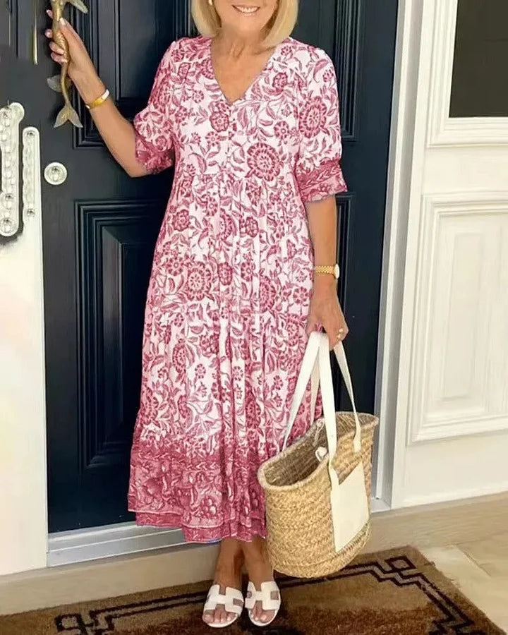 SOFÍA- VESTIDO ESTILO BOHO CON ESCOTE EN PICO